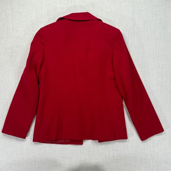 Vintage Sandro Red Wool Blazer Classic Button Front Notched Lapel Size 8 - Picture 2 of 11